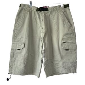Santana Mens Cargo Shorts Khaki Size 38 Green Cotton High‎ Rise Strap